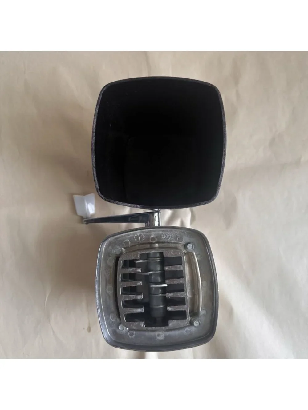 Vintage Counter Top Ice Crusher Hand Crank MCM Retro Kitchen Ivory Black Silver